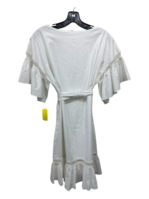 Amanda Uprichard Size S White Cotton Tie Belt Crochet Lace Trim Dress White / S