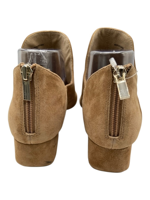Pelle Moda Shoe Size 8.5 Tan Suede Square Toe Back Zip Block Heel Flats Tan / 8.5