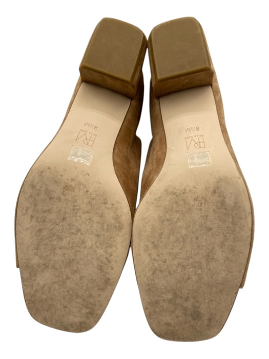Pelle Moda Shoe Size 8.5 Tan Suede Square Toe Back Zip Block Heel Flats Tan / 8.5