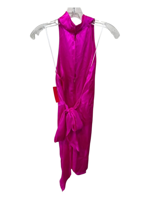 Amanda Uprichard Size S Hot pink Silk Sleeveless Mock Neck Waist tie Mini Dress Hot pink / S
