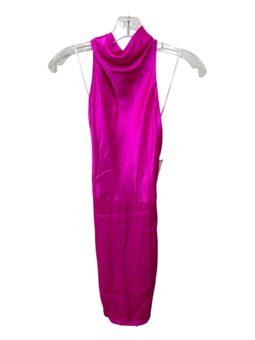 Amanda Uprichard Size S Hot pink Silk Sleeveless Mock Neck Waist tie Mini Dress Hot pink / S