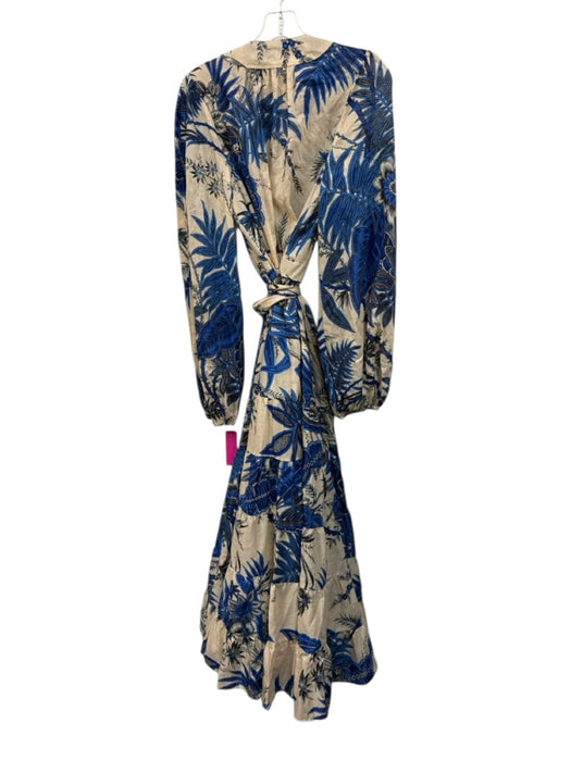 Banana Republic Size MT Beige & Blue Cotton Long Sleeve All Over Print Dress Beige & Blue / MT