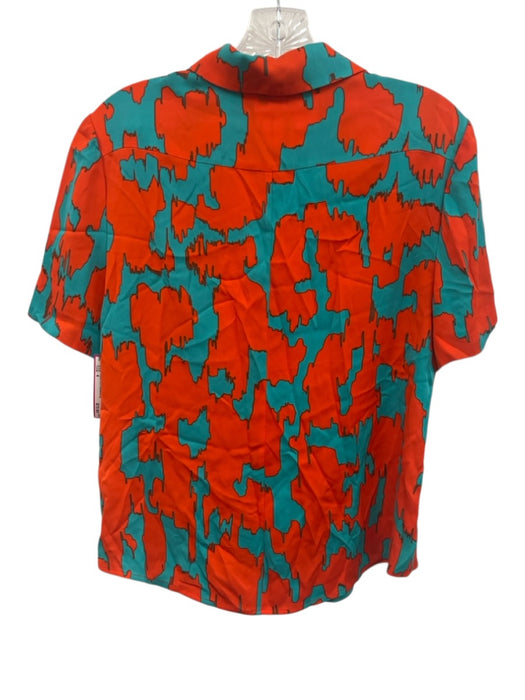 Diane Von Furstenberg Size 4 Orange & Blue Viscose & Silk Short Sleeve Skirt Set Orange & Blue / 4