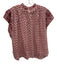 M.A.B.E Size L Pink & White Cotton Cap Sleeve All Over Print Split Neck Top Pink & White / L