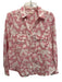 Roller Rabbit Size M Pink & White Linen Long Sleeve All Over Print Button Up Top Pink & White / M