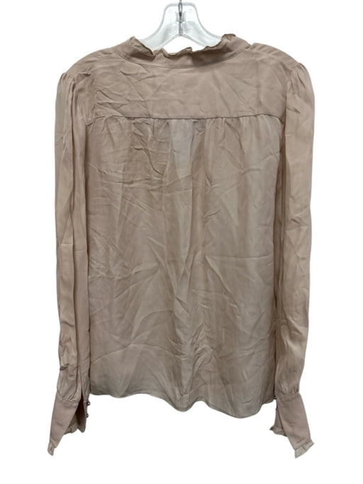 Parker Size Medium Blush Pink Silk Blend Long Sleeve Ruffles Sheer Top Blush Pink / Medium