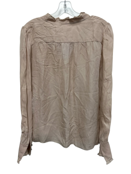 Parker Size Medium Blush Pink Silk Blend Long Sleeve Ruffles Sheer Top Blush Pink / Medium