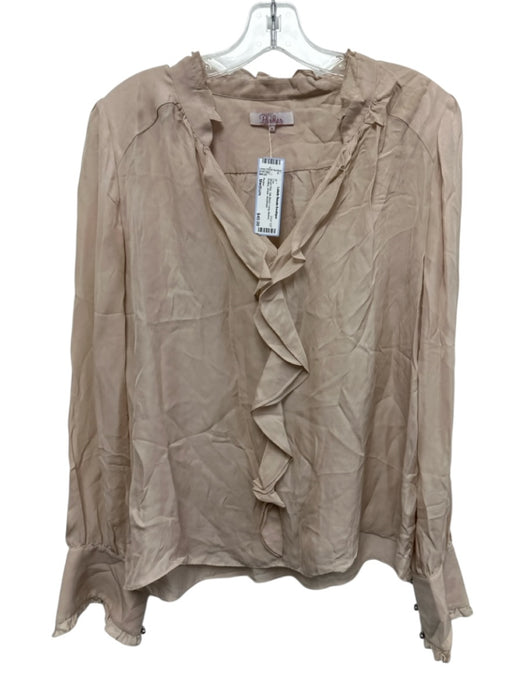 Parker Size Medium Blush Pink Silk Blend Long Sleeve Ruffles Sheer Top Blush Pink / Medium
