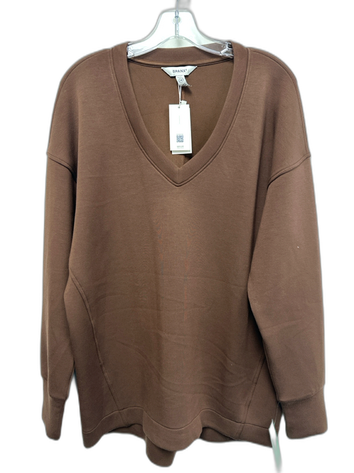 Spanx Size M Espresso Brown Polyester & Modal V Neck Long Sleeve Sweatshirt Espresso Brown / M