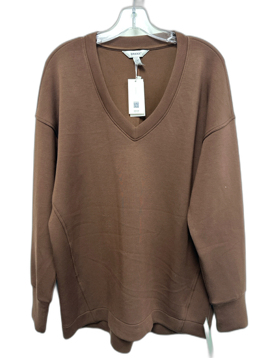Spanx Size M Espresso Brown Polyester & Modal V Neck Long Sleeve Sweatshirt Espresso Brown / M