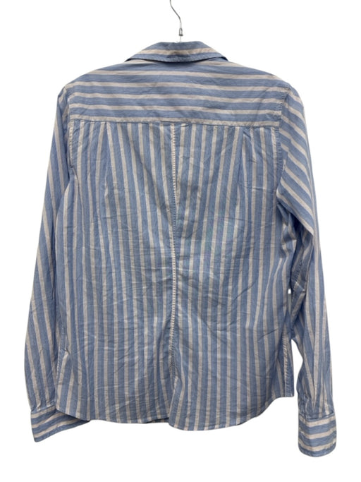 Frank & Eileen Size S Blue & White Cotton Striped Long Sleeve Collar Top Blue & White / S