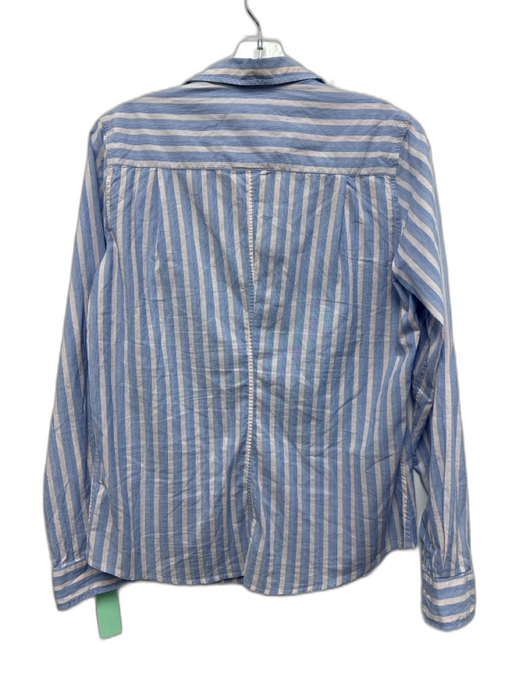 Frank & Eileen Size S Blue & White Cotton Striped Long Sleeve Collar Top Blue & White / S