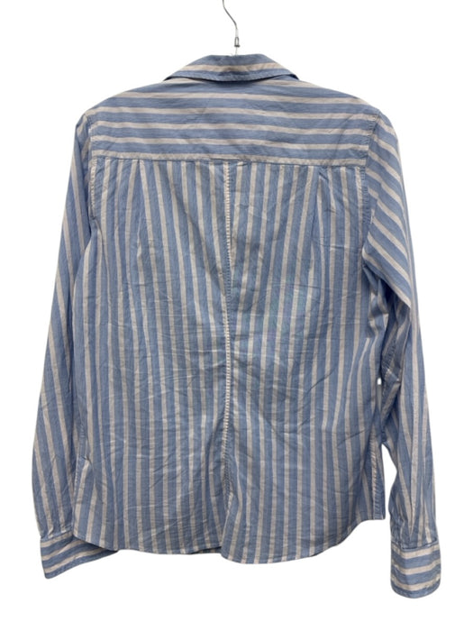 Frank & Eileen Size S Blue & White Cotton Striped Long Sleeve Collar Top Blue & White / S