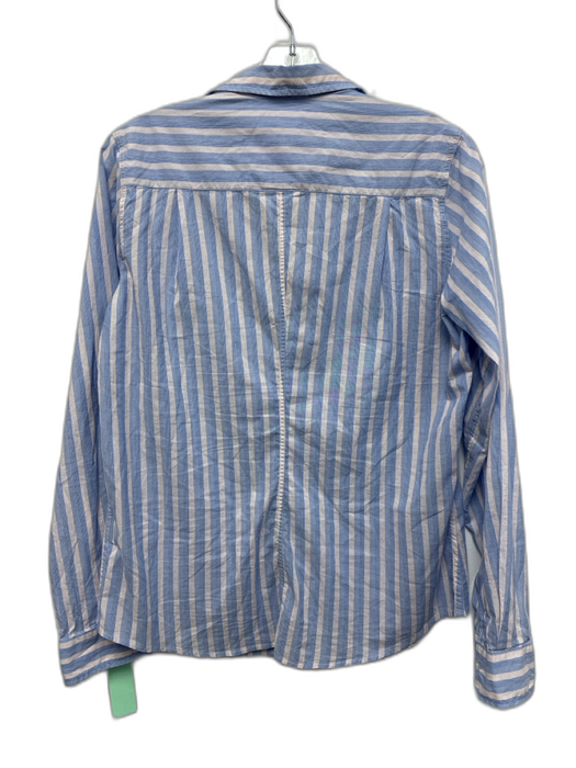 Frank & Eileen Size S Blue & White Cotton Striped Long Sleeve Collar Top Blue & White / S