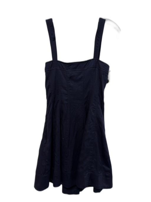 Aqua Size XS Navy Blue Tencel & Cotton Wide Strap Gold Button Detail Dress Navy Blue / XS