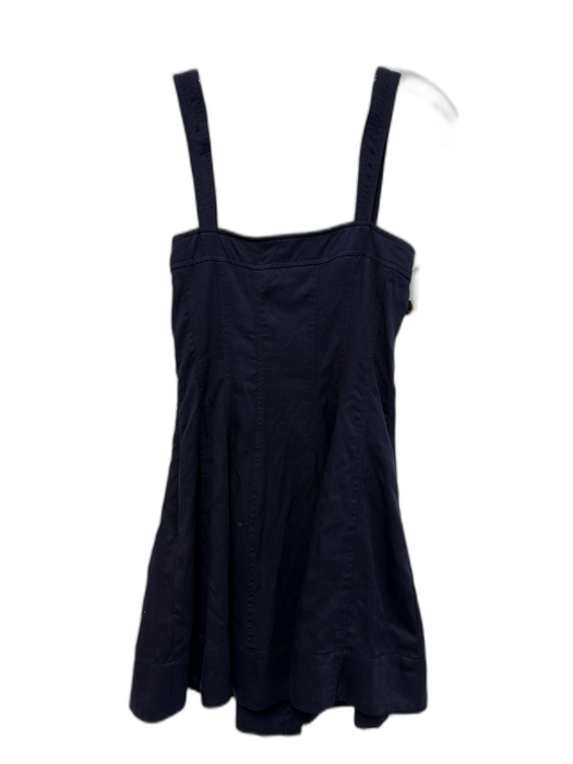 Aqua Size XS Navy Blue Tencel & Cotton Wide Strap Gold Button Detail Dress Navy Blue / XS