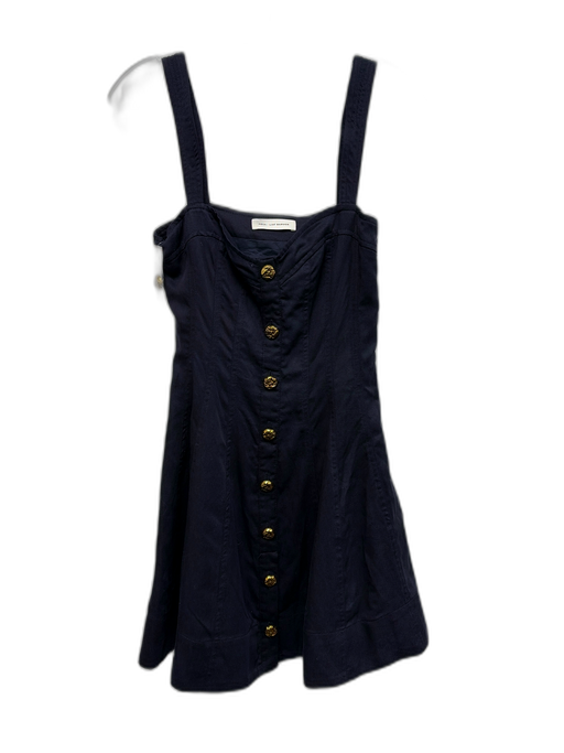 Aqua Size XS Navy Blue Tencel & Cotton Wide Strap Gold Button Detail Dress Navy Blue / XS