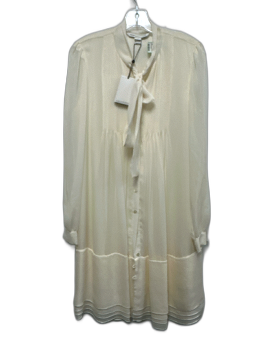 Diane Von Furstenberg Size S / 6 Cream White Silk Blend Long Sleeve Dress Cream White / S / 6