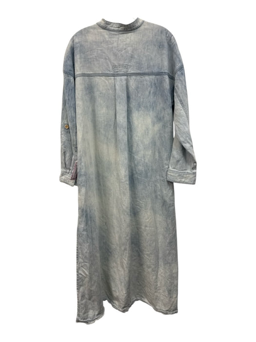 Free People Size S Light Blue Cotton Button Up Long Sleeve Maxi Dress Light Blue / S