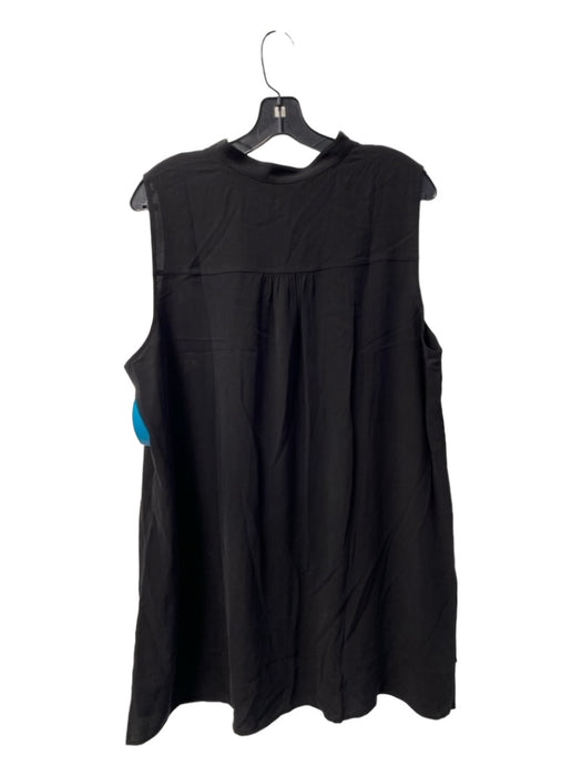 Eileen Fisher Size XL Black Silk Sleeveless Button Down Standing Collar Top Black / XL