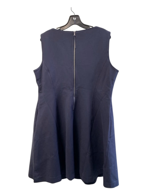 Spanx Size 1X Navy Rayon Blend Fit & Flare Back Zip Sleeveless boat neck Dress Navy / 1X