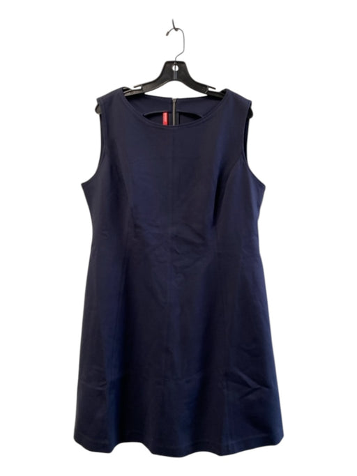 Spanx Size 1X Navy Rayon Blend Fit & Flare Back Zip Sleeveless boat neck Dress Navy / 1X