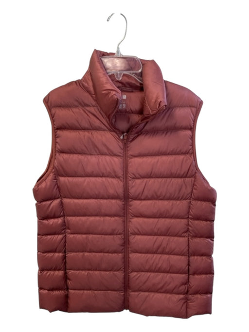 Uniqlo Size Large Dark Rose Nylon Quilted Down Front Zip Side Pocket Vest Dark Rose / Large