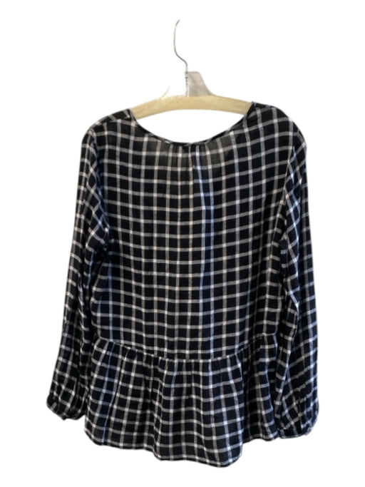 Rails Size Medium Black & White Linen Blend Checked Long Sleeve Button Down Top Black & White / Medium