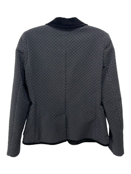 Entro Size 42 Black Polyester Blend Velvet Trim Textured Single Button Jacket Black / 42