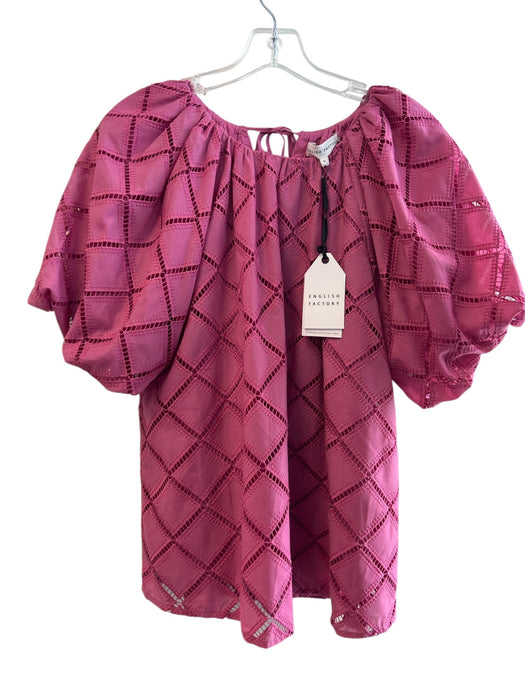 English Factory Size Small Berry Pink Polyester Blend Lined Wide Neck Top Berry Pink / Small