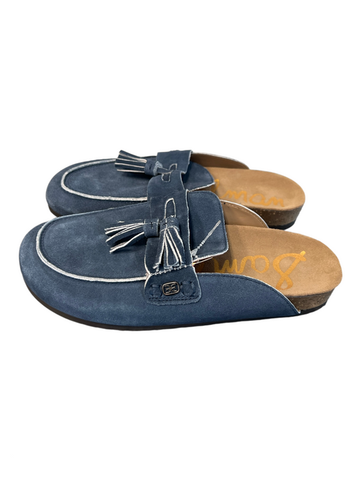 Sam Edelman Shoe Size 9 Blue Suede Square Round Toe Tassels Slides Flat Shoes Blue / 9