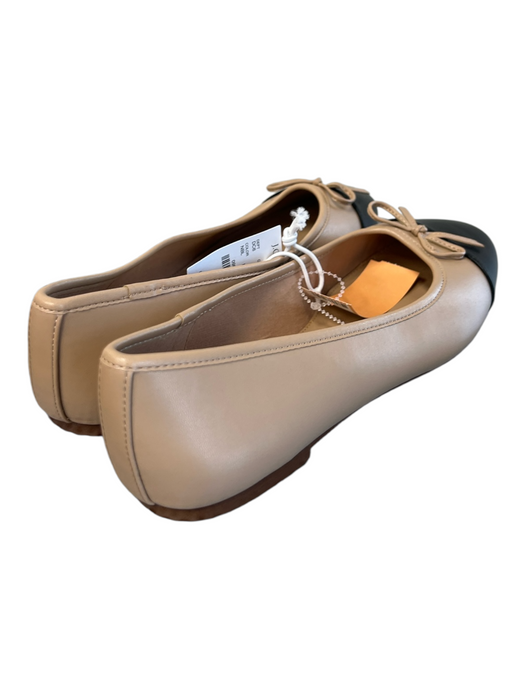 J Crew Shoe Size 9 Tan & black Leather Bow detail Toe Cap Flat Ballerina Shoes Tan & black / 9