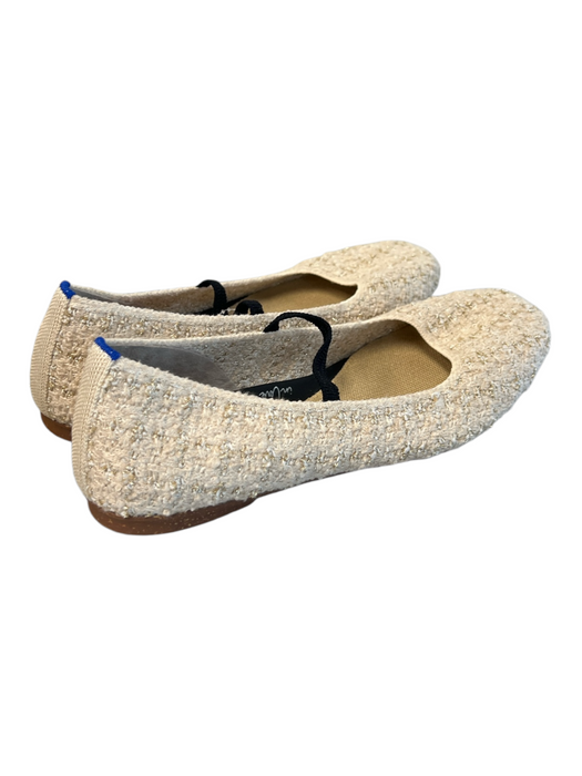 Rothy's Shoe Size 9 Cream & Gold Fabric Square Toe Stretch Strap Flat Shoes Cream & Gold / 9