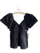 Hyacinth House Size Small Black Polyester Short Puff Sleeve Back Zip Ruched Top Black / Small