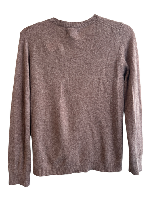 Nordstrom Size Small Brown Cashmere V Neck Long Sleeve Ribbed Accents Sweater Brown / Small