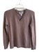 Nordstrom Size Small Brown Cashmere V Neck Long Sleeve Ribbed Accents Sweater Brown / Small