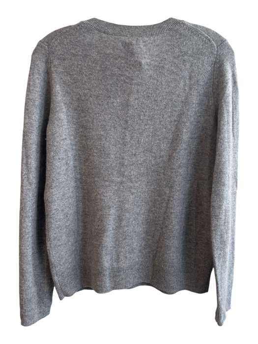 Nordstrom Size Small Gray Cashmere Crew Neck Long Sleeve Ribbed Accents Sweater Gray / Small