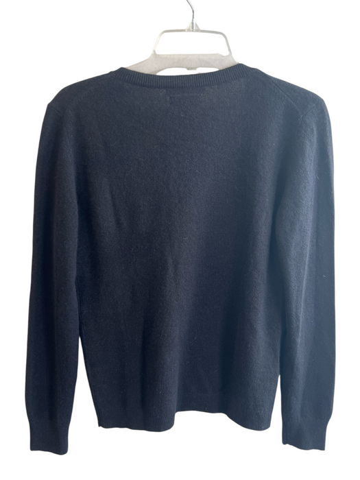 Nordstrom Size Small Black Cashmere V Neck Long Sleeve Ribbed Accents Sweater Black / Small