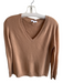 Nordstrom Size Small Tan Cashmere V Neck Long Sleeve Ribbed Accents Sweater Tan / Small