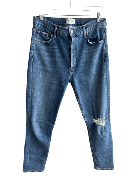 Agolde Size 29 Denim Blue Cotton Blend Button Fly 5 Pocket High Waist Jeans Denim Blue / 29
