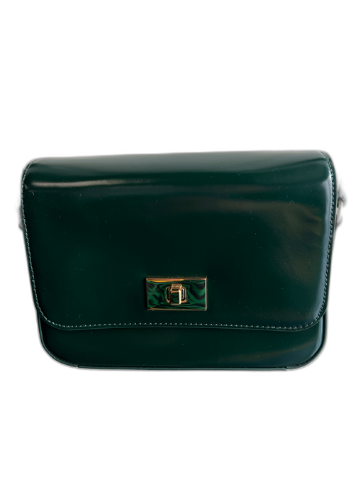 J Crew Forest Green Leather Shoulder & Crossbody Goldtone Hardware Square Bag Forest Green / Medium