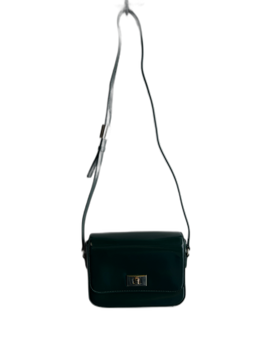 J Crew Forest Green Leather Shoulder & Crossbody Goldtone Hardware Square Bag Forest Green / Medium