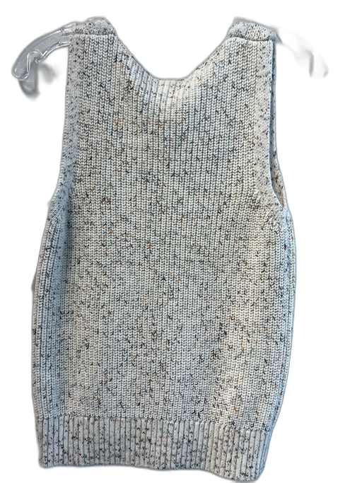 Evereve Size Small Cream & Multi Cotton Blend Ribbed Knit Sleeveless V Neck Top Cream & Multi / Small