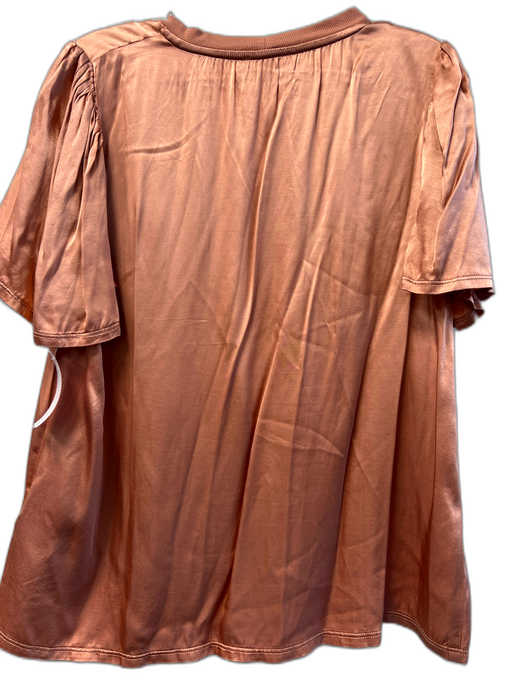 Nation Size Medium Rose Gold Rayon Blend Crew Neck Short Drape Sleeve Shiny Top Rose Gold / Medium