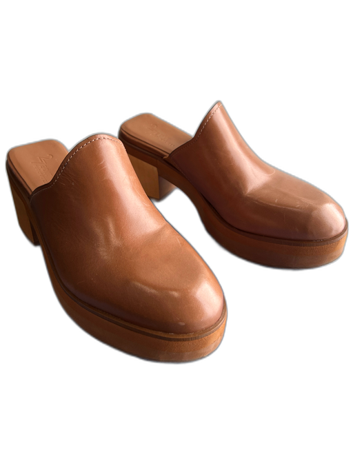 27 EDIT Naturalizer Shoe Size 9 Light Brown Leather Platform Block Heel Shoes Light Brown / 9