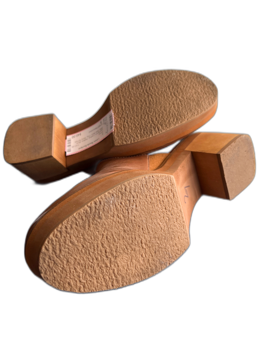27 EDIT Naturalizer Shoe Size 9 Light Brown Leather Platform Block Heel Shoes Light Brown / 9