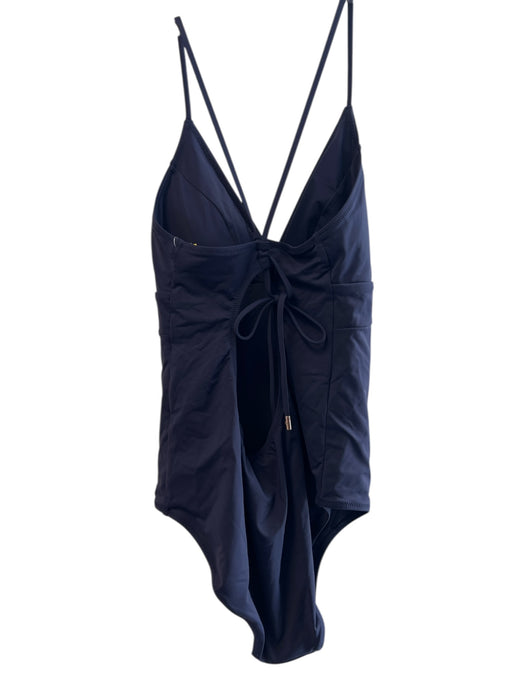 Vineyard vines Size Medium Navy Nylon Blend One Piece Low Back V Neck swimwear Navy / Medium