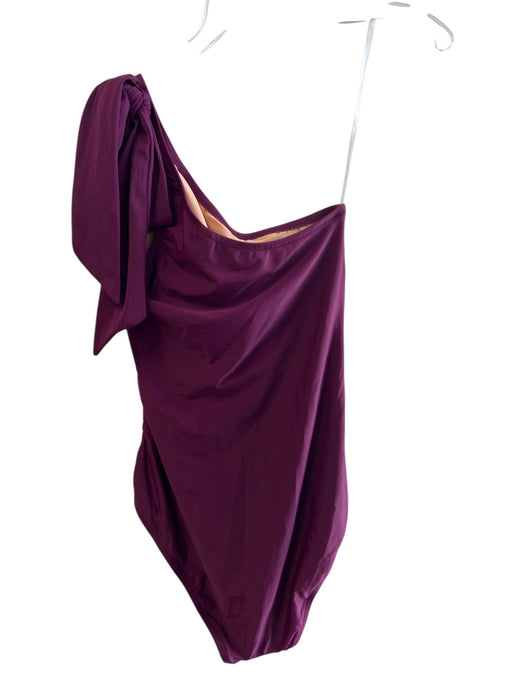 J Crew Size Small Eggplant Polyamide One Shoulder Ruched Side High Cut swimwear Eggplant / Small