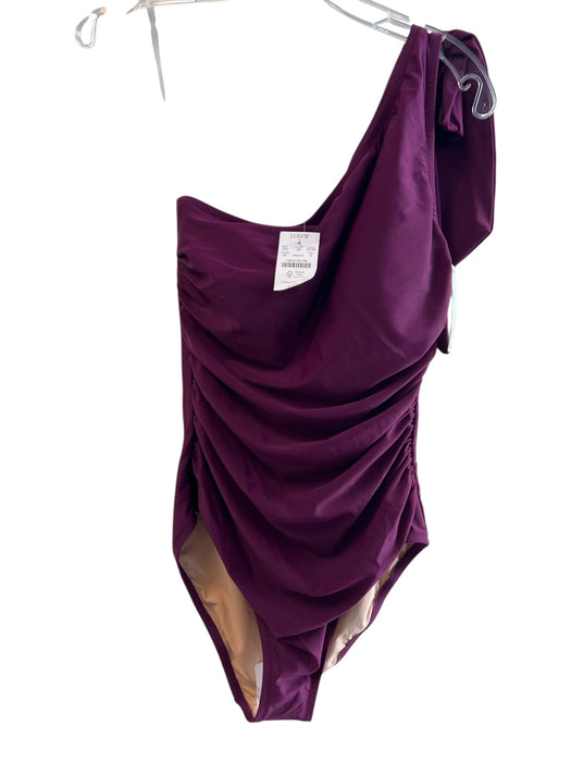 J Crew Size Small Eggplant Polyamide One Shoulder Ruched Side High Cut swimwear Eggplant / Small