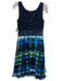 Theia Size 8 Blue, Green & Black Triacetate Blend Sleeveless Abstract Gown Blue, Green & Black / 8